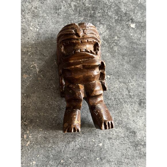 Vtg Wood Tiki Statue Hand Carved Philippines 4” - Picture 2 of 7